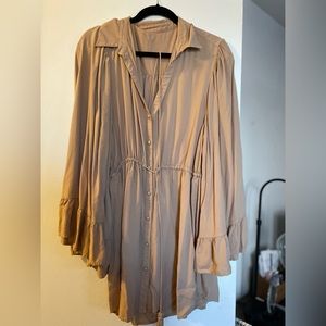 Shore Brown Mini Dress with Long Sleeves - Size M
